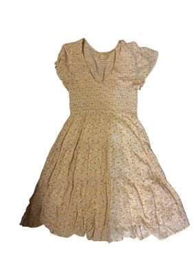 Altar'd State Yellow Floral Smocked Midi Dress